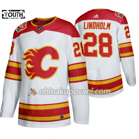 Calgary Flames Dresy Elias Lindholm 28 Adidas 2019 Heritage Classic Bílá Authentic - Dětské Calgary Flames Dresy Elias Lindholm 28 Adidas 2019 Heritage Classic Bílá Authentic - Dětské